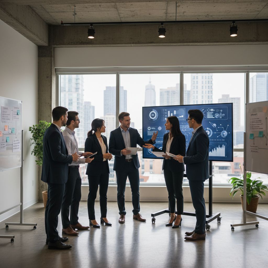 Reunión de transformación digital empresarial